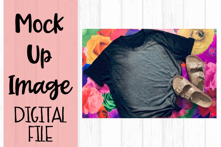 Black Bleached Tee Mock Up example image 1