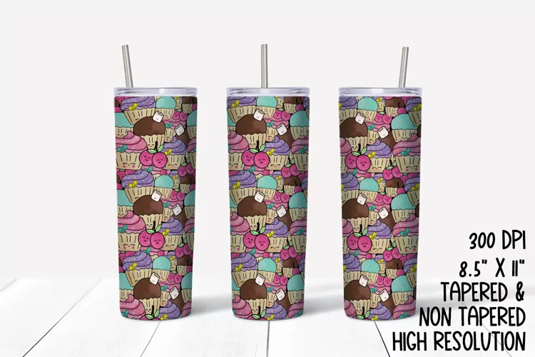 Kawaii Cupcake Sublimation Tumbler
