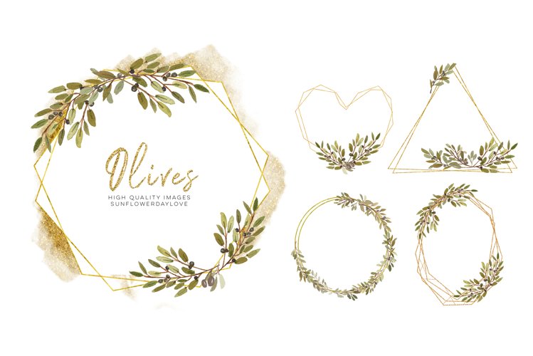 Frame Olive Botanical leaves, Olive Branch watercolor