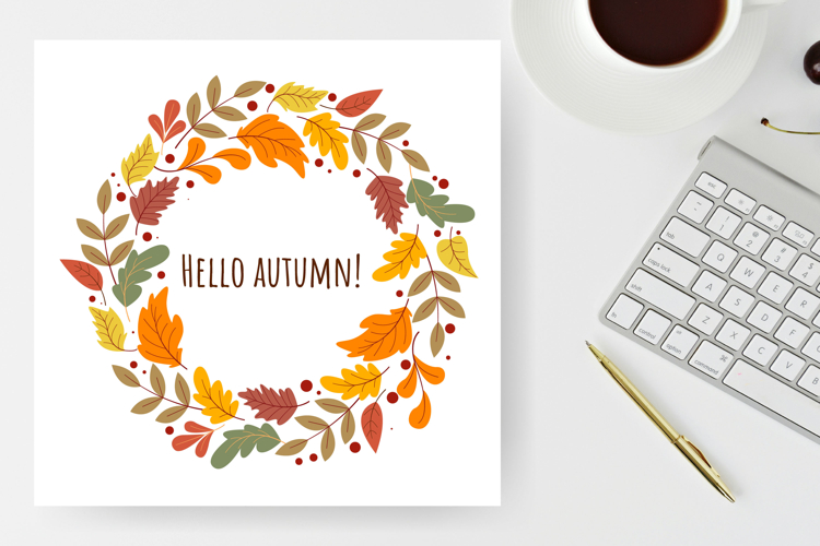Hello Autumn Wreath|Fall leaves frame