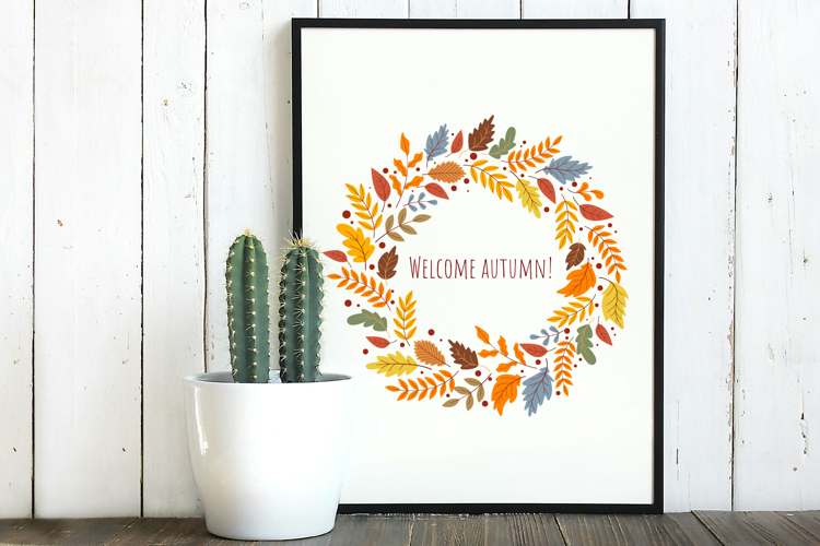 Welcome Autumn Wreath|Fall leaves frame