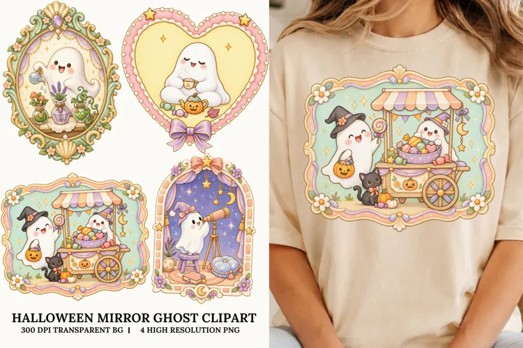 Mirror Ghost PNG Spooky Sublimation Design Fun Art