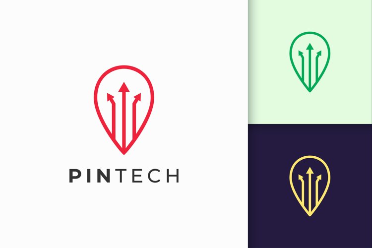 Pin Logo or Marker in Simple Line Represent Map or Position
