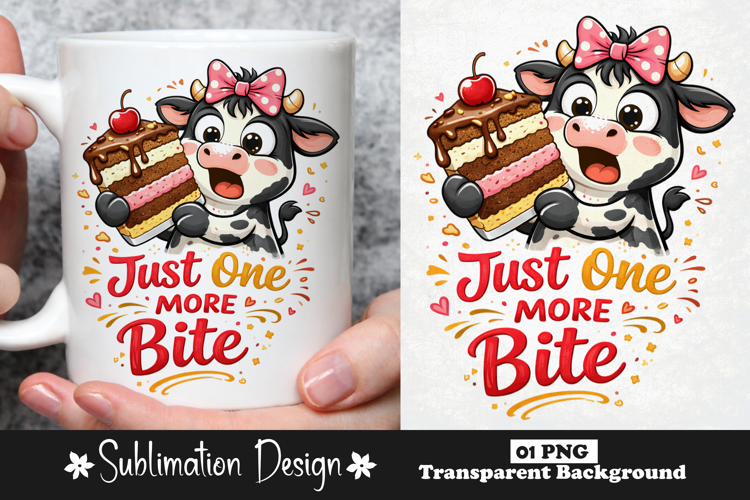 Just One More Bite Funny Cake Lover Cow Dessert Sublimation