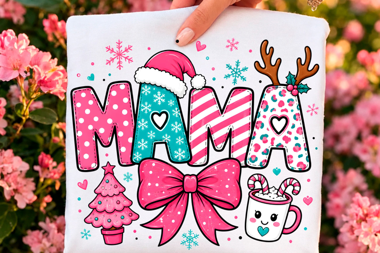 Pink Christmas Mama PNG
