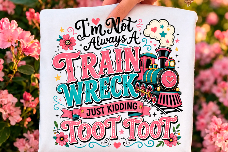 Funny Retro Train T-shirt PNG