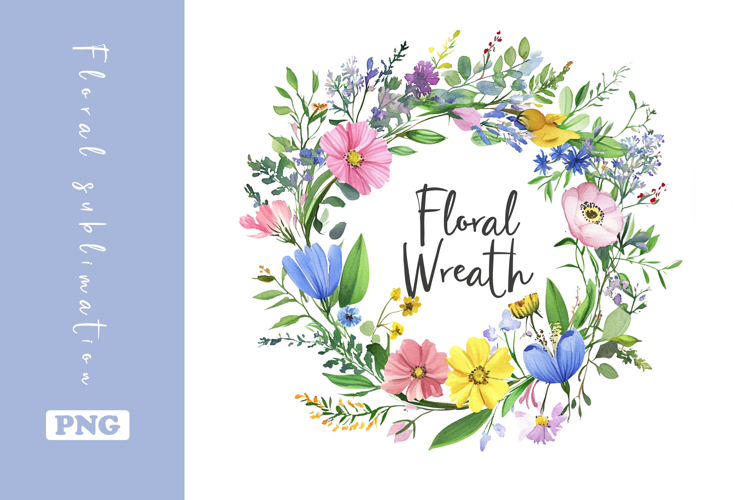 Watercolor Lovely Wildflower Wreath Clipart