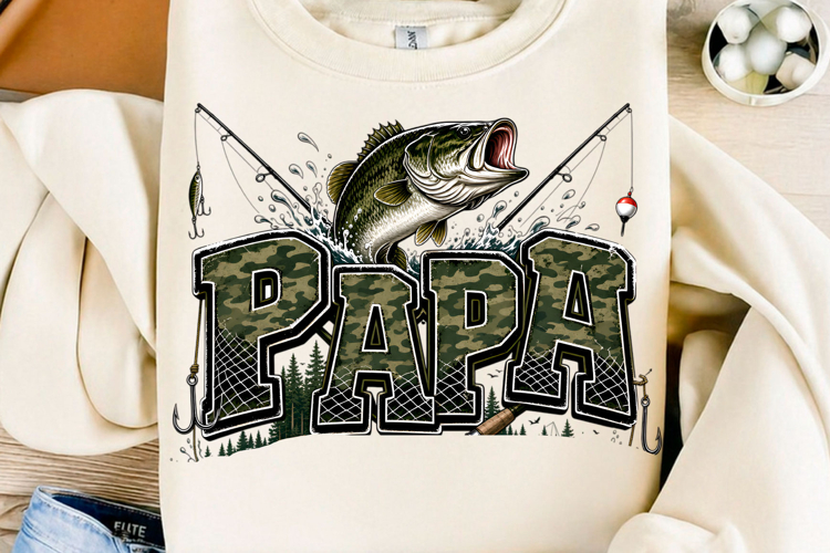 Papa Bass Fishing Camo PNG