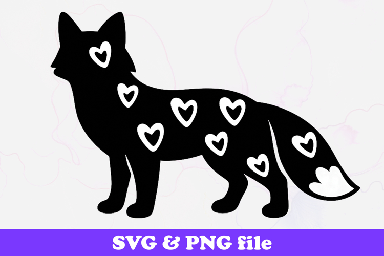 Fox Heart Pattern Silhouette SVG PNG