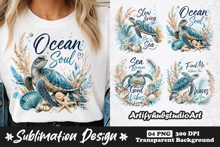 Sea Turtle Sublimation PNG | Ocean Beach Shirt Design