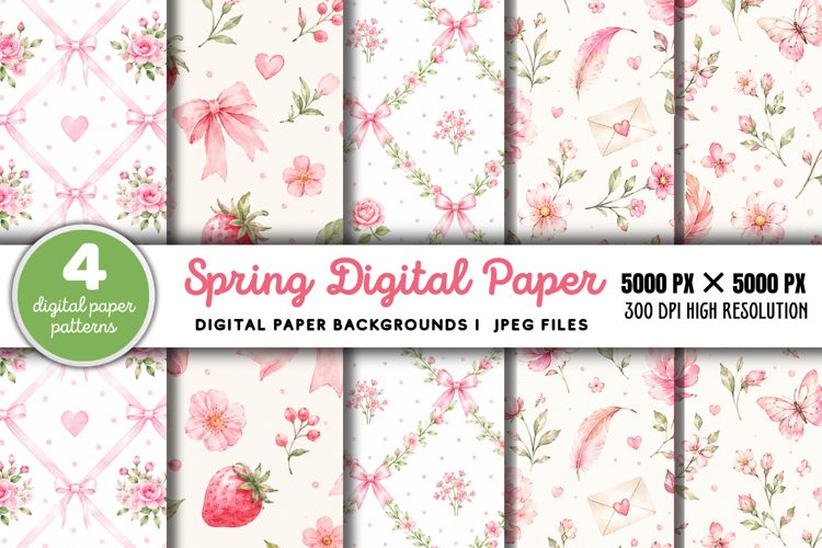 Spring Digital Paper Backgrounds JPG