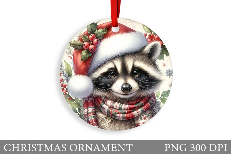 Cute Raccoon Christmas Ornament. Cute Raccoon Sublimation