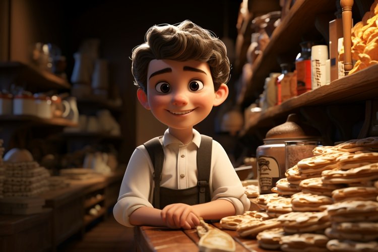 3D Character Child Boy Bakeman with relevant environment