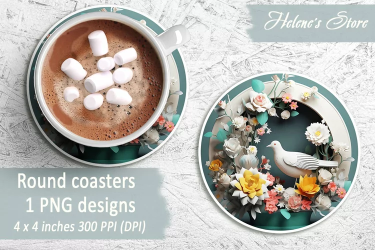 Birds Round Coasters | Coaster sublimation round design