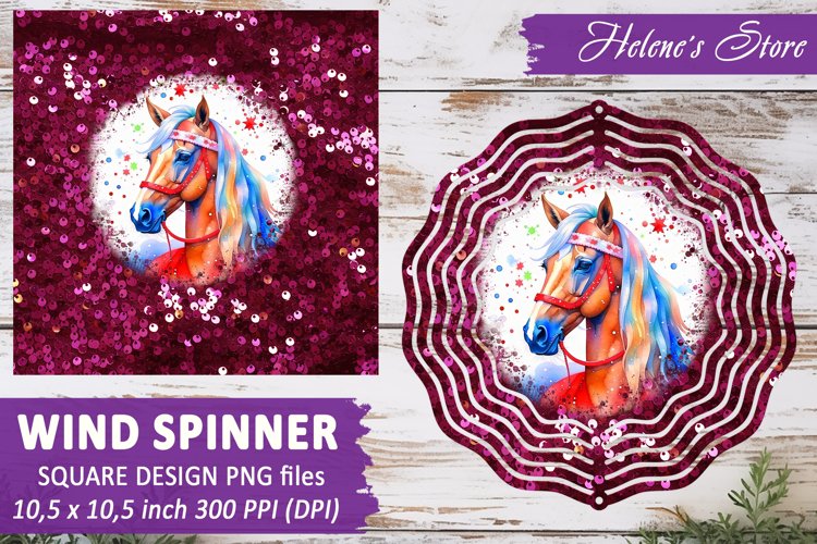 Christmas Horse Windspinner |Wind spinner sublimation design example image 1