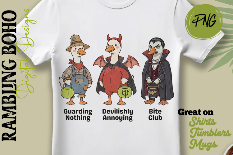 Three Geese in Halloween Costumes Funny
