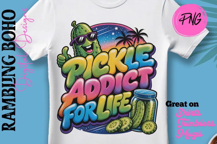 Pickle Addicts Graffiti Retro 80s Airbrush Style Neon example image 1
