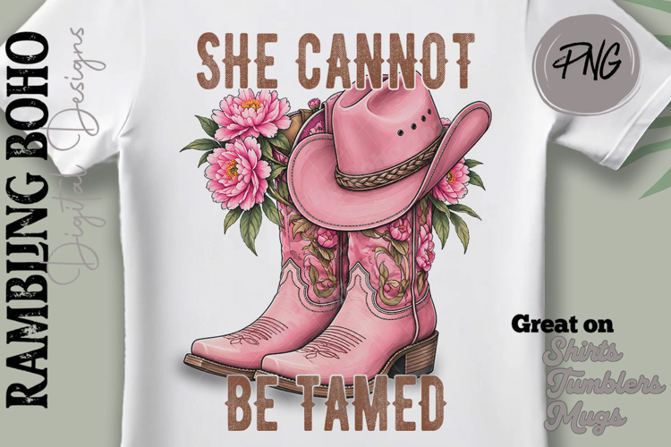 She Cannot Be Tamed Pink Floral Cowgirl
