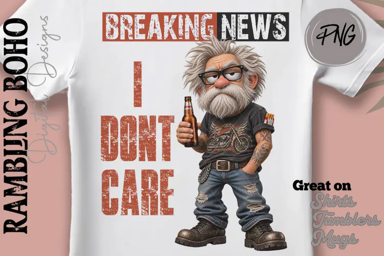 Breaking News I Dont Care Old Biker Man