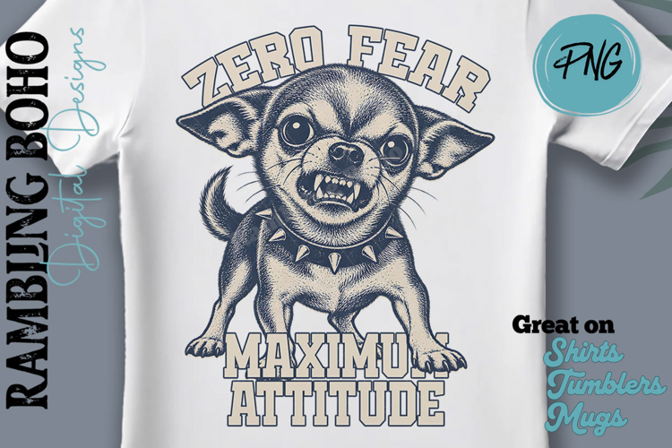 Zero Fear Vintage Chihuahua Dog Attitude