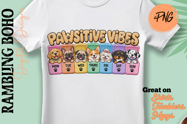 Pawsitive Vibes Cute Puppy Cartoon Pill Organizer example image 1