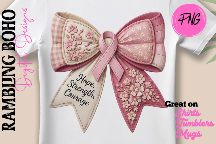 Hope Strength Courage Coquette Pink Bow