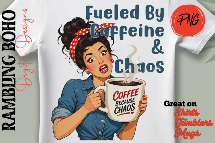 Fueled By Caffeine & Chaos Coffee Pin-Up Girl