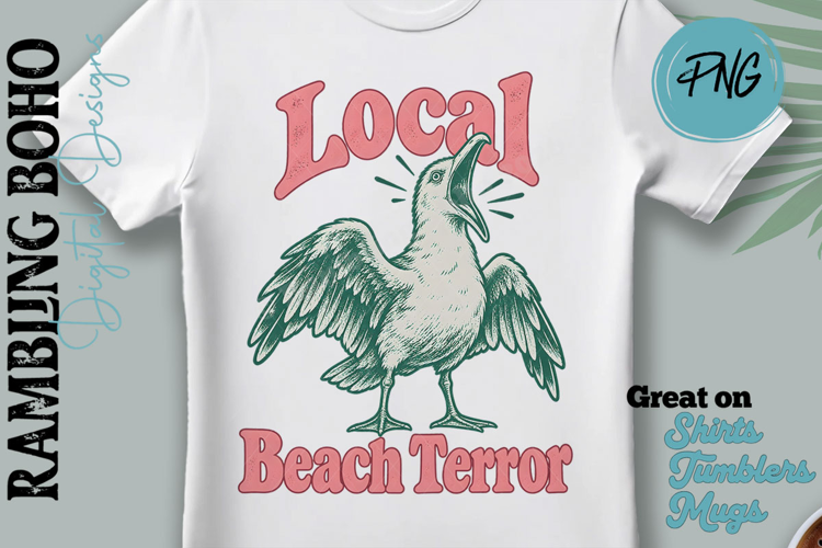 Local Beach Terror Vintage Seagull Bird