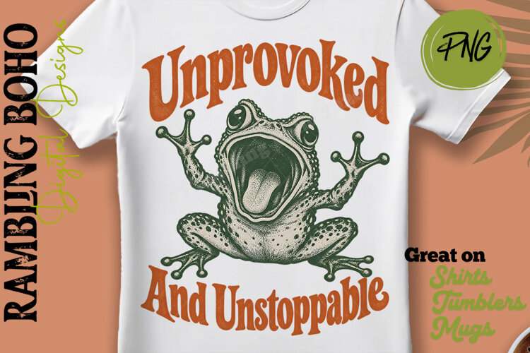 Unprovoked & Unstoppable Vintage Frog Retro example image 1
