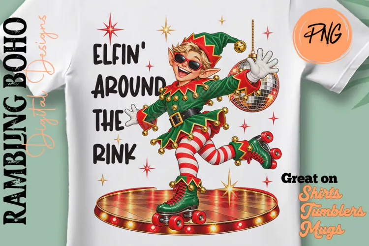 Elfin' Around The Rink Retro Skating Elf