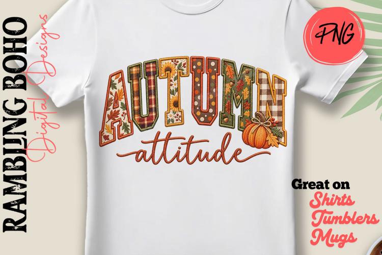 Faux Embroidery Applique Autumn Attitude