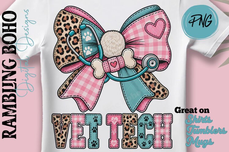 Pastel Vet Tech Patchwork Bow Pets Love example image 1