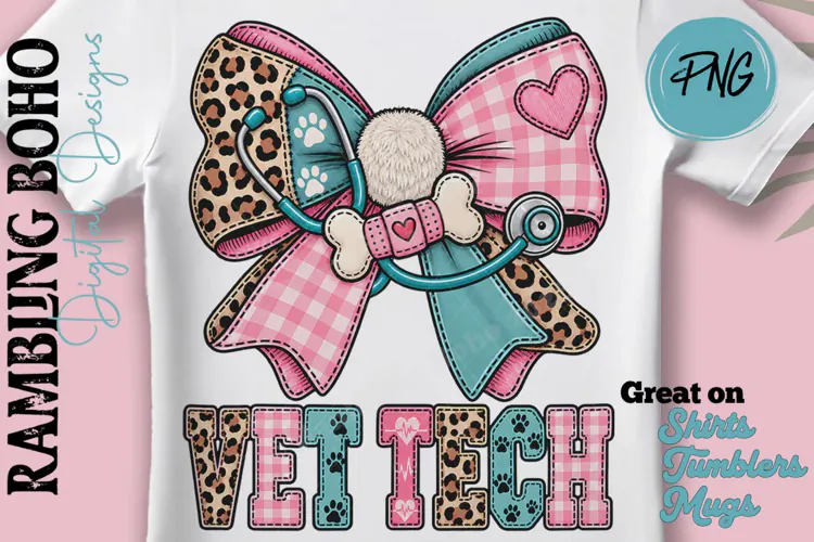 Pastel Vet Tech Patchwork Bow Pets Love