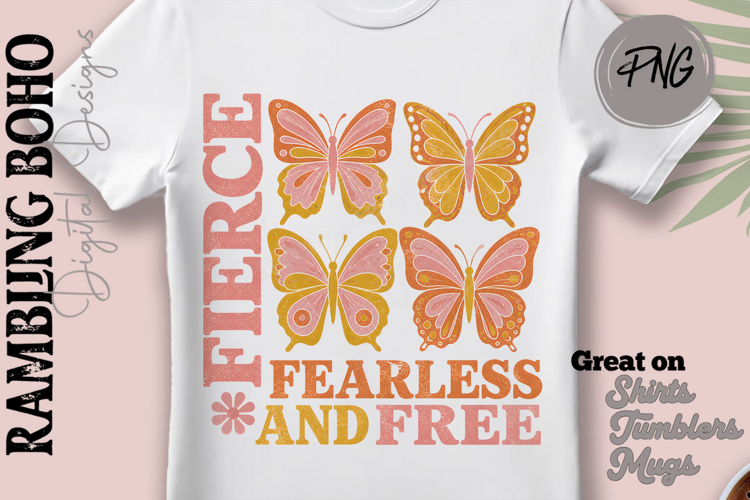 Fierce Fearless & Free Butterfly Vintage Grid