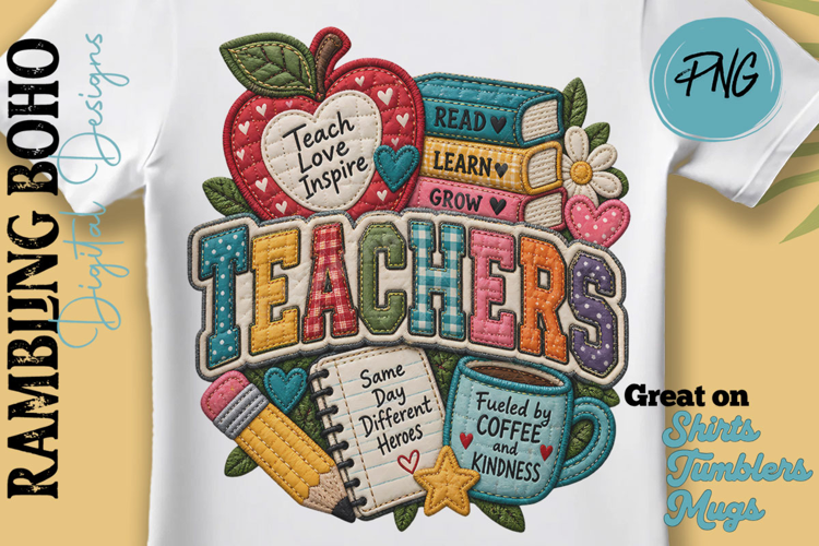 Teachers Faux Quilted Patchwork School Days