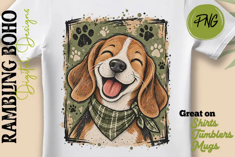 Happy Beagle Puppy Dog Vintage Dog Mom