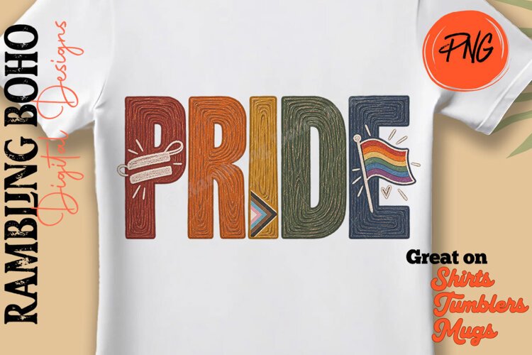 Woodgrain Pride Word Art LGBTQ Rainbow example image 1