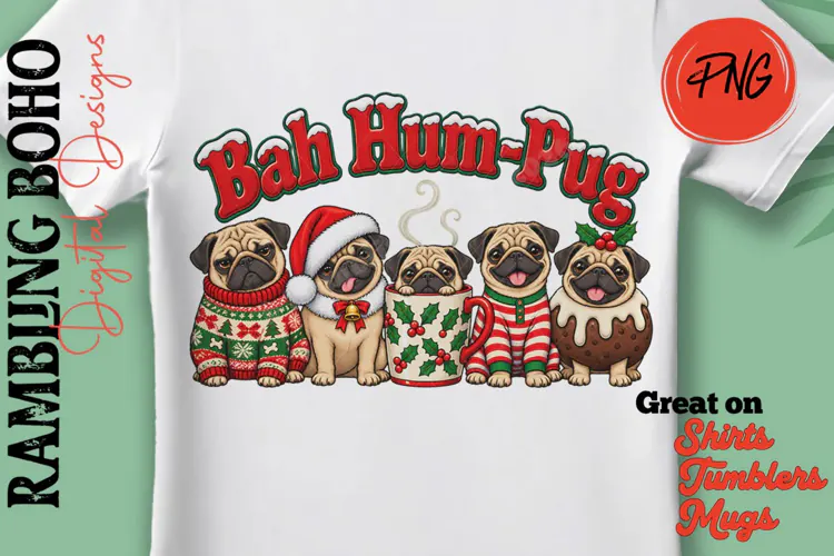 Bah Hum Pug Cute Christmas Dog Parody