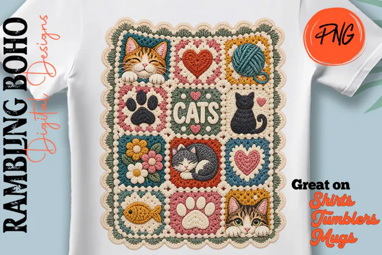 Knitted Cat Lover Grandma Hobby Quilt