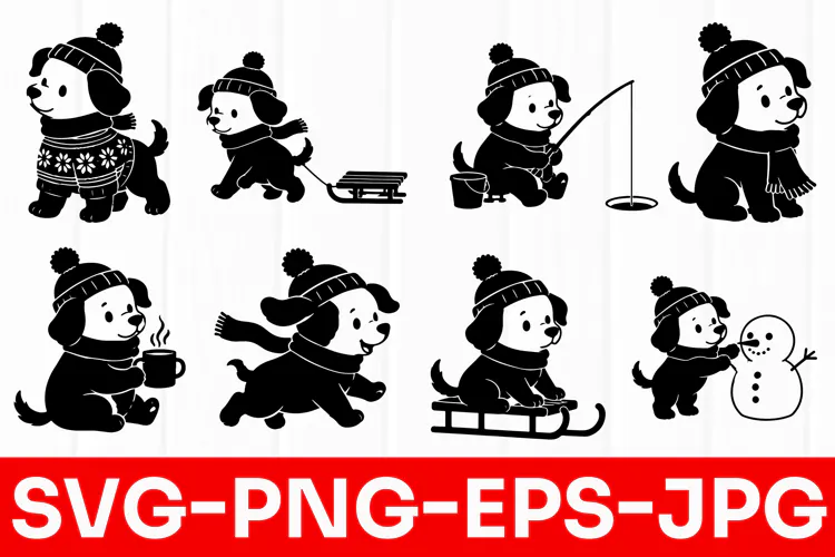 Winter Puppy Christmas SVG PNG