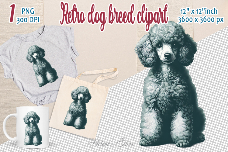 Cute vintage dog clipart | Retro dog breed design png