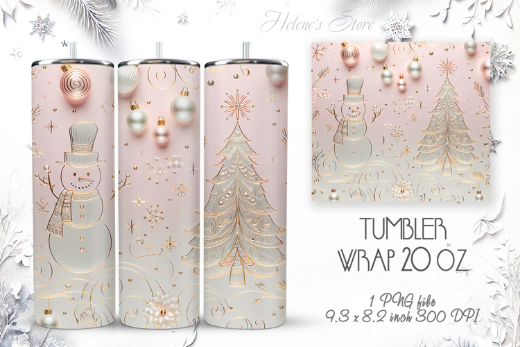 Christmas tree tumbler wrap 20oz sublimation | Magic snowman