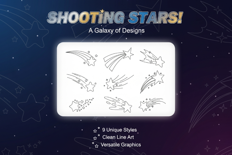 Collection of Shooting Stars with Trails Illustrations