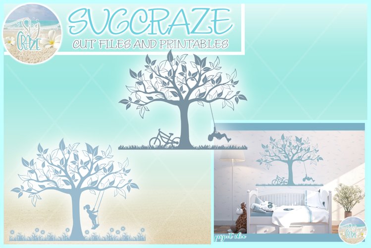 Boy Girl Swinging Tree Svg Dxf Eps Png Pdf Files For Cricut example image 1