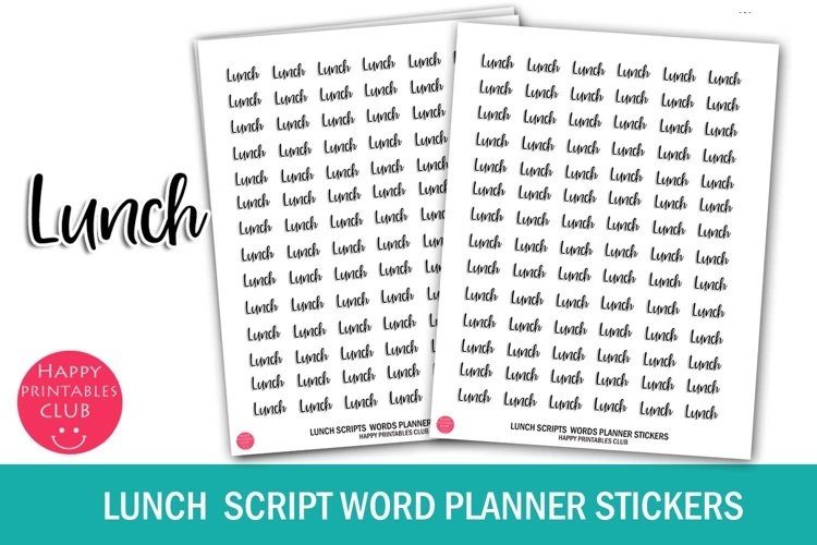 Lunch Planner Sticker I Script Words Planner Stickers