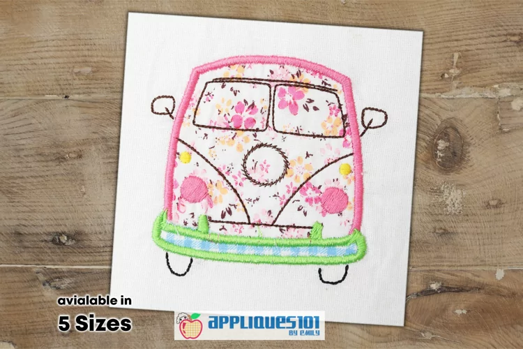 Vintage Camper Bus Embroidery Applique Design - Buses