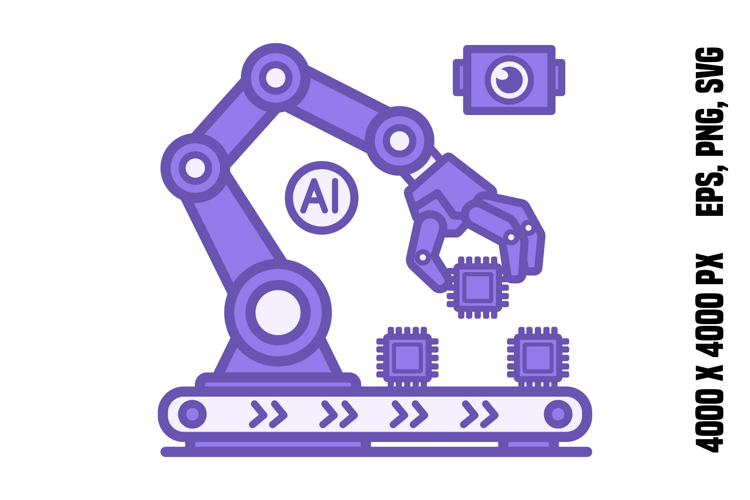 Purple Robotic Sorting Arm Icon