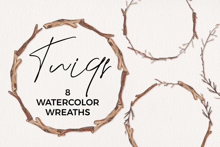 Twigs 8 Wreaths Watercolor Garlands Branches Wood