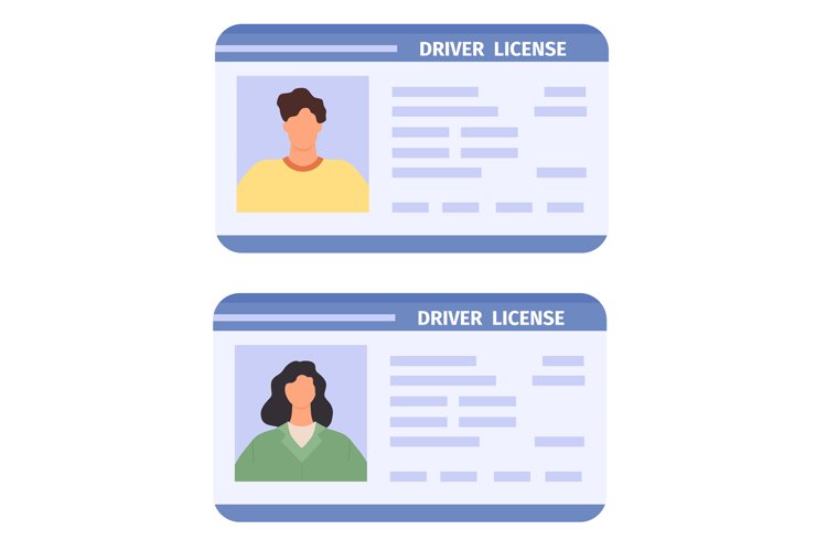 Drivers id card. Woman and man driving licences with photo. example image 1