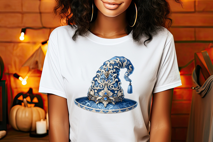Funny blue Halloween hat kids clipart t shirt designs png